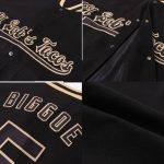 Personalized Varsity Letterman Jacket - Black and Old Gold Full-Snap Bomber Style Personalized Black Black-Old Gold Bomber