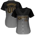 Personalized Black Gold Gray 3D Baseball Jersey - Custom Sports Apparel Personalized Black Black Old Gold-Gray 3D Baseball