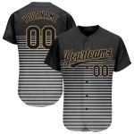 Custom Name and Number 3D Pattern Baseball Jersey - Personalized Black and Gold-Gray Design Personalized Black Black Old