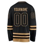 Personalized Black and Gold Hockey Jersey - Customizable Team Apparel Personalized Black Black-Old Gold Hockey Jersey