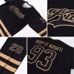 Personalized Black and Gold Hockey Jersey - Customizable Team Apparel Personalized Black Black-Old Gold Hockey Jersey