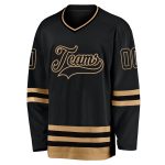 Personalized Black and Gold Hockey Jersey - Customizable Team Apparel Personalized Black Black-Old Gold Hockey Jersey