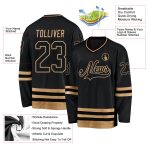 Personalized Black and Gold Hockey Jersey - Customizable Team Apparel Personalized Black Black-Old Gold Hockey Jersey