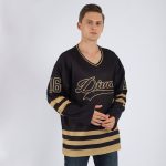 Personalized Black and Gold Hockey Jersey - Customizable Team Apparel Personalized Black Black-Old Gold Hockey Jersey