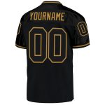 Custom Authentic Throwback Football Jersey - Personalized Black/Old Gold Mesh with Team Name & Number Personalized Black