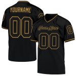 Custom Authentic Throwback Football Jersey - Personalized Black/Old Gold Mesh with Team Name & Number Personalized Black