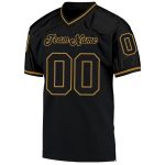 Custom Authentic Throwback Football Jersey - Personalized Black/Old Gold Mesh with Team Name & Number Personalized Black