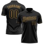 Personalized Performance Vapor Golf Polo Shirt - Black/Old Gold, Mens Athletic Wear Personalized Black Black-Old Gold Performance