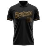 Personalized Performance Vapor Golf Polo Shirt - Black/Old Gold, Mens Athletic Wear Personalized Black Black-Old Gold Performance
