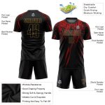 Personalized Soccer Jersey Custom Name & Number - Black Old Gold-Red Sublimation Uniform Personalized Black Black Old Gold-Red