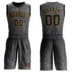 Personalized Black and Gold Round Neck Basketball Jersey - Sublimation Suit Personalized Black Black-Old Gold Round Neck