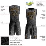 Personalized Custom Basketball Jersey for Team - Black Gold Round Neck, Name & Number, Sublimation Suit Personalized Black