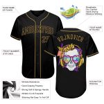 Personalized Skull Baseball Jersey in Black and Old Gold - Trendy Fashion Wear Personalized Black Black-Old Gold Skull Fashion