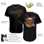 Personalized Skull Baseball Jersey in Black and Old Gold - Stylish Fashion Jersey 3 Personalized Black Black-Old Gold Skull