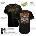 Personalized Black Skull Baseball Jersey with Old Gold Accents - Fashion Baseball Jersey Personalized Black Black-Old Gold