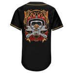 Personalized Black Skull Baseball Jersey with Old Gold Accents - Fashion Baseball Jersey Personalized Black Black-Old Gold