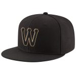 Personalized Adjustable Snapback Hat in Black and Old Gold with Stitched Design Personalized Black Black-Old Gold Stitched
