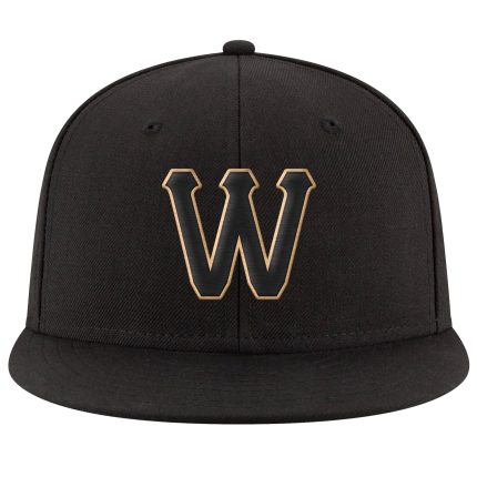 Custom Team Name Number Snapback Hat - Personalized Black and Gold Stitched Adjustable Cap Personalized Black Black-Old Gold