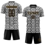Personalized Sublimation Snakeskin Soccer Jersey - Black and Gold Uniform Personalized Black Black-Old Gold Sublimation Snakeskin