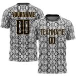 Personalized Sublimation Snakeskin Soccer Jersey - Black and Gold Uniform Personalized Black Black-Old Gold Sublimation Snakeskin