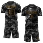 Personalized Black Gold Sublimation Soccer Jersey Uniform for Men and Women 2 Personalized Black Black-Old Gold Sublimation