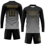 Personalized Soccer Jersey Sublimation Black Gold - Custom Team Uniform 3 Personalized Black Black-Old Gold Sublimation Soccer