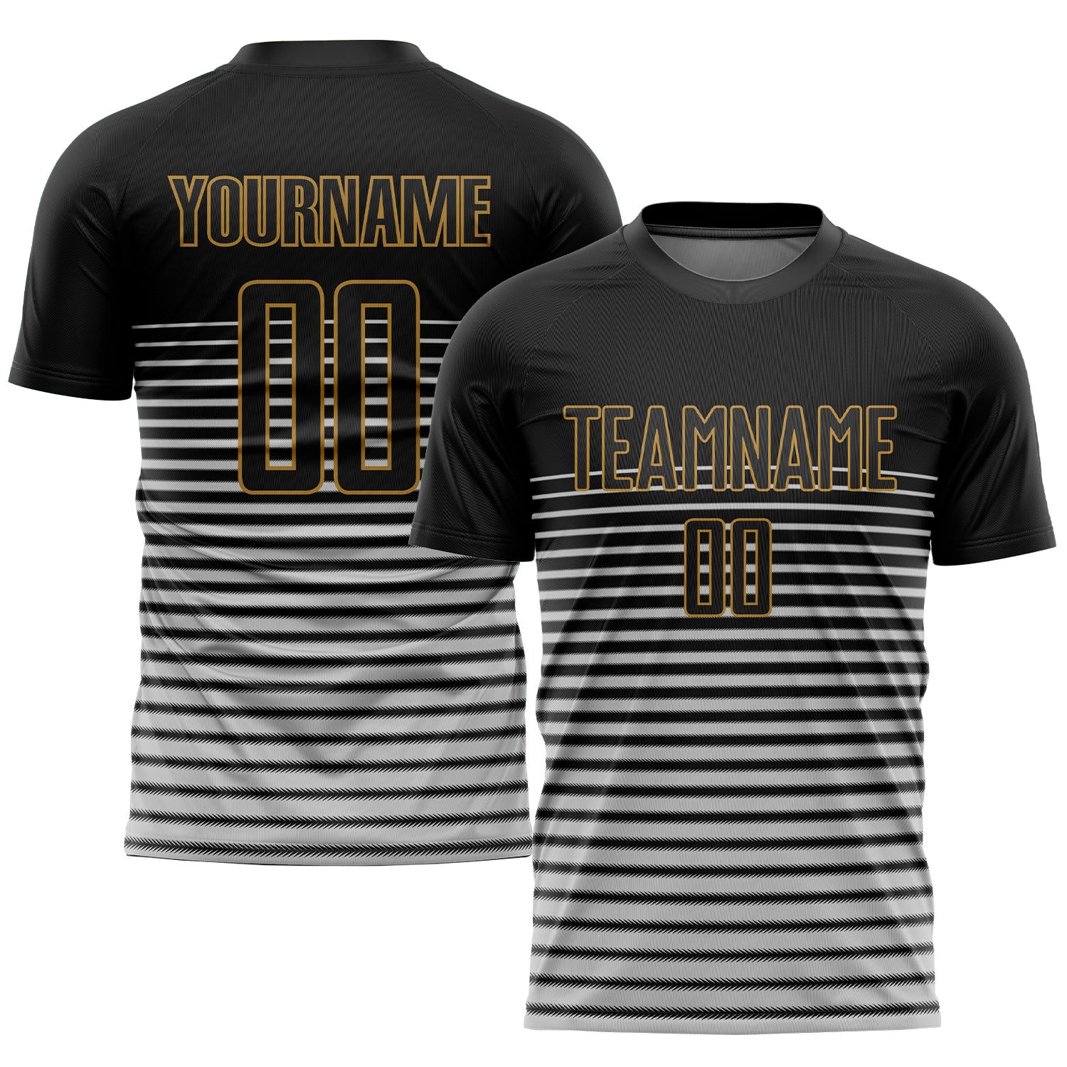 Personalized Soccer Jersey Sublimation Black Gold - Custom Team Uniform 3 Personalized Black Black-Old Gold Sublimation Soccer