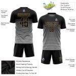 Personalized Soccer Jersey Sublimation Black Gold - Custom Team Uniform 3 Personalized Black Black-Old Gold Sublimation Soccer
