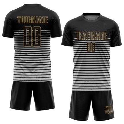 Personalized Soccer Jersey Sublimation Black Gold - Custom Team Uniform 3 Personalized Black Black-Old Gold Sublimation Soccer