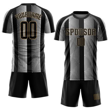 Personalized Black Gold Sublimation Soccer Jersey - Custom Team Uniform for Kids and Adults Personalized Black Black-Old