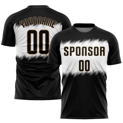 Personalized Black and Gold Soccer Jersey for Sublimation - Custom Uniform 5 Personalized Black Black-Old Gold Sublimation