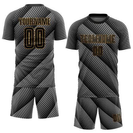 Personalized Black Gold Soccer Jersey Uniform - Sublimation Design for Teams Personalized Black Black-Old Gold Sublimation