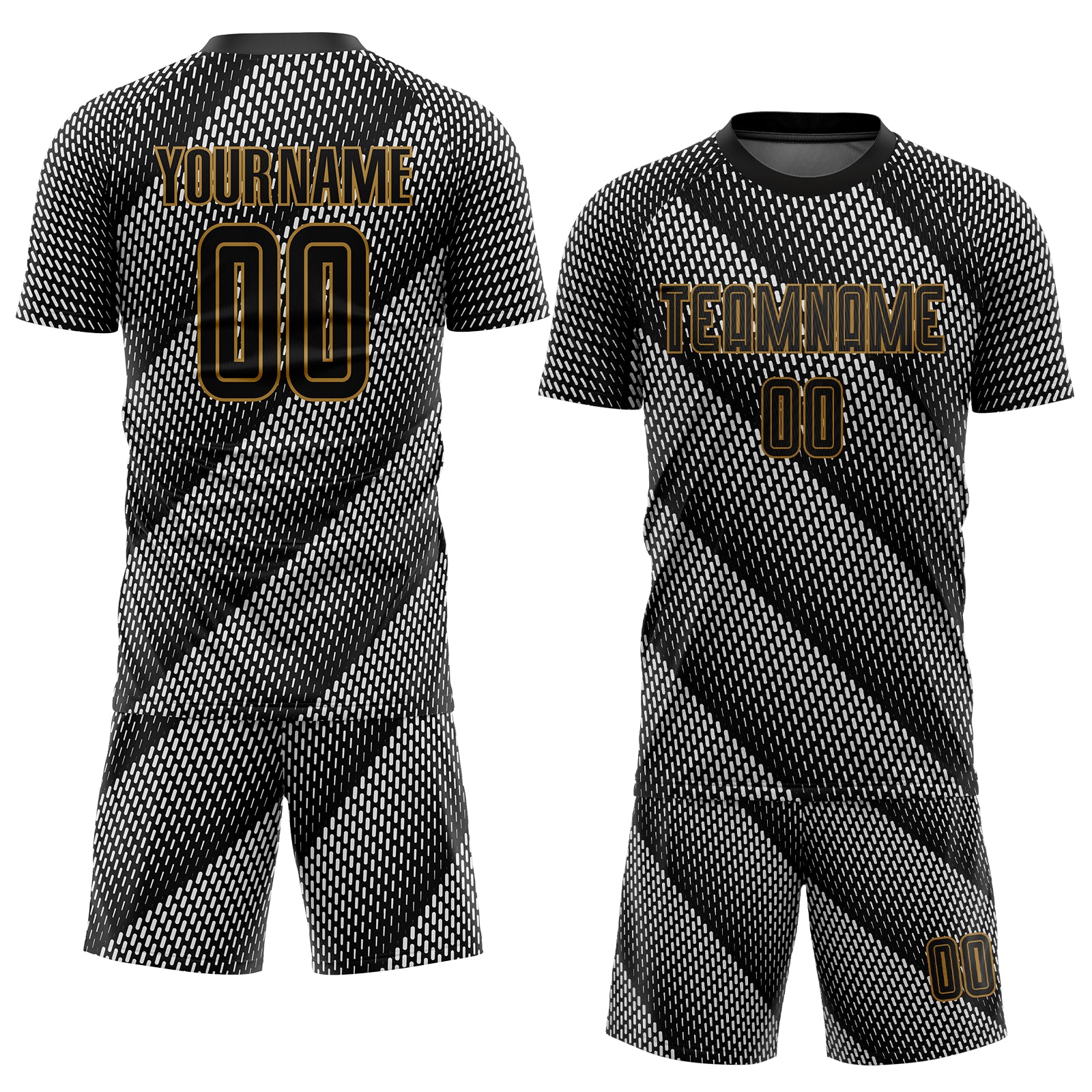 Custom Name and Number Personalized Black and Old Gold Soccer Jersey Team Uniform Personalized Black Black-Old Gold Sublimation