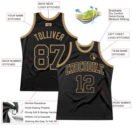 Personalized Black Gold Throwback Basketball Jersey for Men and Women Personalized Black Black-Old Gold Throwback Basketball