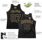Personalized Throwback Basketball Jersey Black and Old Gold - Custom #3 Jersey Personalized Black Black-Old Gold Throwback
