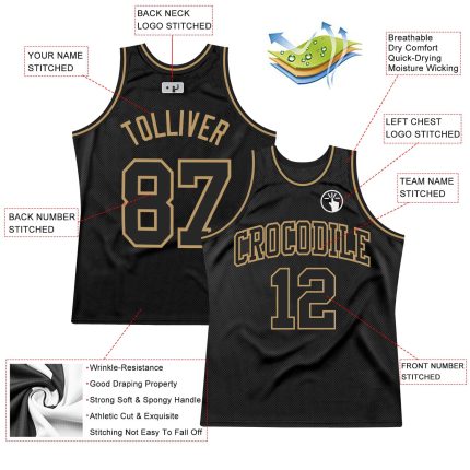 Personalized Throwback Basketball Jersey Black and Old Gold - Custom #3 Jersey Personalized Black Black-Old Gold Throwback