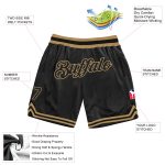 Personalized Black Throwback Basketball Shorts with Old Gold Design Personalized Black Black-Old Gold Throwback Basketball