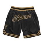 Personalized Black Throwback Basketball Shorts with Old Gold Design Personalized Black Black-Old Gold Throwback Basketball