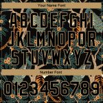 Personalized Black and Gold 3D Tiger Peacock Varsity Letterman Bomber Jacket Personalized Black Black-Old Gold Tiger And