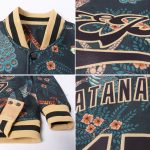 Personalized Black and Gold 3D Tiger Peacock Varsity Letterman Bomber Jacket Personalized Black Black-Old Gold Tiger And