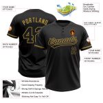 Personalized Unisex Softball Jersey in Black and Old Gold, Two-Button Design, Available in Various Sizes Personalized Black