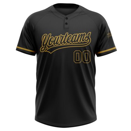 Personalized Unisex Softball Jersey in Black and Old Gold, Two-Button Design, Available in Various Sizes Personalized Black