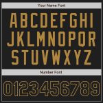 Personalized Unisex Softball Jersey in Black and Old Gold, Two-Button Design Personalized Black Black-Old Gold Two-Button