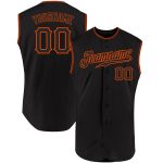 Personalized Black-Orange Baseball Jersey with Custom Name & Number - Authentic Sleeveless Team Apparel Personalized Black
