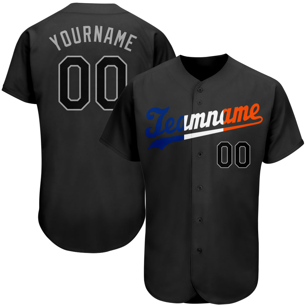 Custom Name and Number Personalized Black and Orange Split Fashion Baseball Jersey - Authentic Team Apparel Personalized