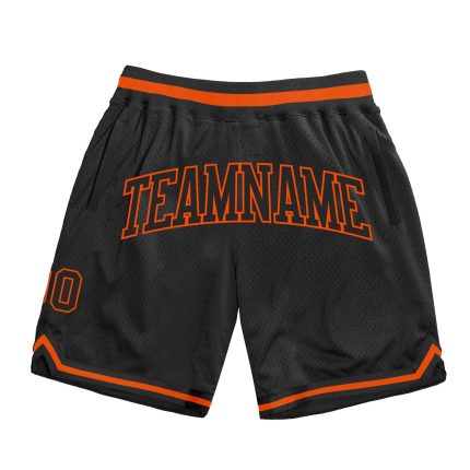 Custom Black-Orange Basketball Shorts with Personalized Name and Number - Authentic Throwback Design Personalized Black Black-Orange