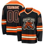 Custom Name & Number Personalized Black Orange-Cream Hockey Jersey - Team Jersey Personalized Black Black Orange-Cream Hockey