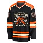 Custom Name & Number Personalized Black Orange-Cream Hockey Jersey - Team Jersey Personalized Black Black Orange-Cream Hockey