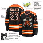 Custom Name & Number Personalized Black Orange-Cream Hockey Jersey - Team Jersey Personalized Black Black Orange-Cream Hockey