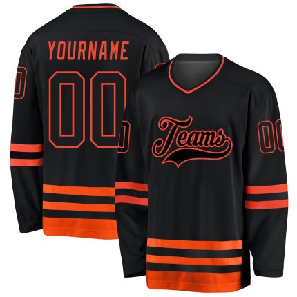 Custom Black and Orange Hockey Jersey - Personalized Team Sports Apparel Personalized Black Black-Orange Hockey Jersey